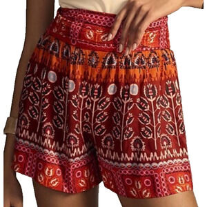 Anthropologie Boho Maximalist Cottage Printed Ruched High Waisted Flowy Shorts S